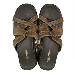 Brown Skechers Womens Size 10 Sandles Critique Slides